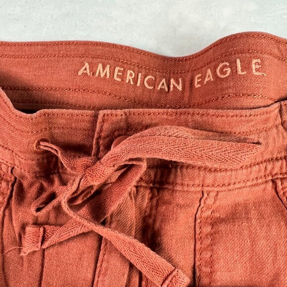 American Eagle Linen Blend Pants Women's 34x29* High Rise Wide Leg Orange Tag 12 - Picture 7 of 16